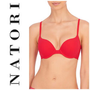 NEW Natori Solid Sheer Glamour Push-Up Underwire Bra Sz 36D Red Vermillion NWT
